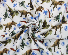 Little Johnny Jurassic World Stamps 100% Cotton 149cm Wide Digital Print for Crafting Fabric, Sewing Fabric, Patchwork, and Dressmaking