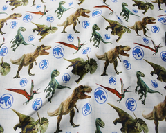 Little Johnny Jurassic World Stamps 100% Cotton 149cm Wide Digital Print for Crafting Fabric, Sewing Fabric, Patchwork, and Dressmaking