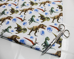 Little Johnny Jurassic World Stamps 100% Cotton 149cm Wide Digital Print for Crafting Fabric, Sewing Fabric, Patchwork, and Dressmaking