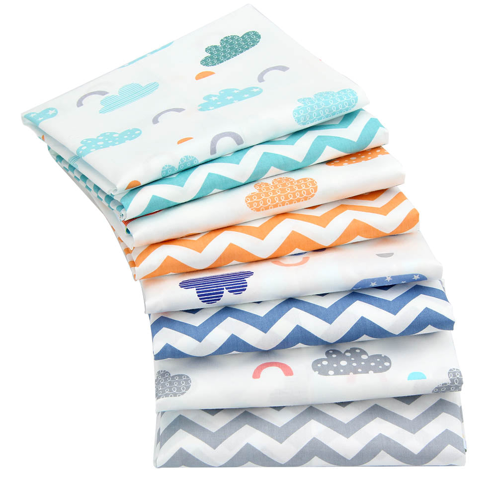 CraftsFabrics 8pcs/Lot 50cmx40cm Sky Dreams Fat Quarters Bundle 100% Cotton Precut Craft Fabric Squares for Quilting, Crafts, DIY Projects