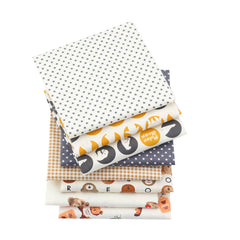 CraftsFabrics 8pcs/Lot 50cmx40cm Teddy Joy Fat Quarters 100% Cotton Precut Craft Fabric Squares for Quilting, Arts, Crafts, DIY Projects
