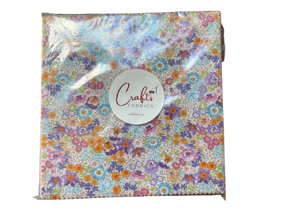 CraftsFabrics 2.5'' x 44'' Floral & Checkered 42Pcs Charm Pack 100% Cotton Pre-Cut Fabric for Quilting, Scrapbooking, Sewing, Patchwork