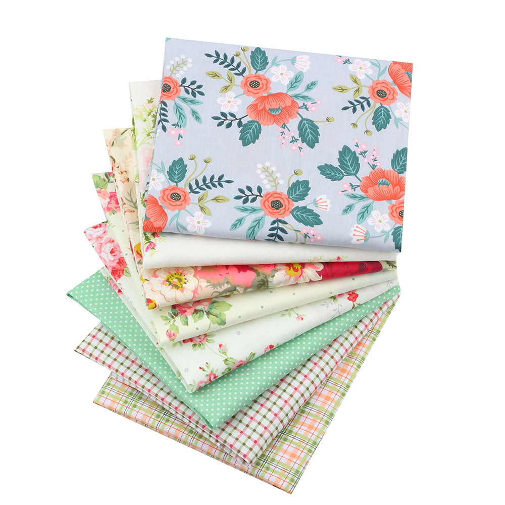 CraftsFabrics 8pcs/Lot 50cmx40cm Petal Charm Fat Quarters 100% Cotton Precut Craft Fabric Squares for Quilting, Arts, Crafts, DIY Projects