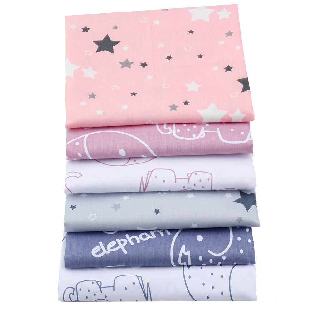 CraftsFabrics 6pcs/Lot 50cmx40cm Elephant Dreams Fat Quarters Bundle 100% Cotton Precut Craft Fabric for Quilting, Crafts, DIY Projects