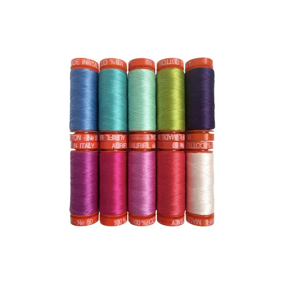 Fil à broder Aurifil en coton mako 50 %, 1 422 yards, panaché, idéal pour la broderie à la machine, le matelassage et la couture.