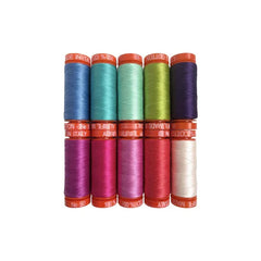 Fil à broder Aurifil en coton mako 50 %, 1 422 yards, panaché, idéal pour la broderie à la machine, le matelassage et la couture.