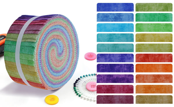 CraftsFabrics Candy Spiral 40 Jelly Roll Cotton Strips – JR-24070602
