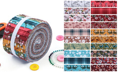 CraftsFabrics Timeworn Floral Prints Petals Jelly Roll 20pcs – 100% Cotton Precut Fabric Strips