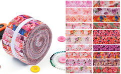 CraftsFabrics Floral Radiance 20Pcs 2.5"x44" Wide 100% Cotton Jelly Roll for Quilting, Scrapbooking, Sewing, Arts & Crafts, Patchwork