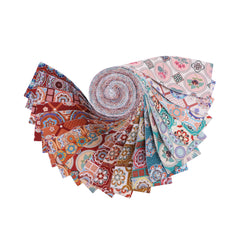 CraftsFabrics Floral Artistry – Vibrant Prints Jelly Roll 20pcs – 100% Cotton Precut Fabric Strips