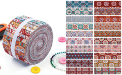CraftsFabrics Floral Artistry – Vibrant Prints Jelly Roll 20pcs – 100% Cotton Precut Fabric Strips