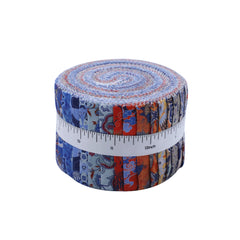 CraftsFabrics Blue & Red Ornamental Printed Cotton Jelly Roll – 20 Pre-Cut Fabric Strips