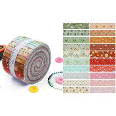 CraftsFabrics Novelty Printed Cotton Jelly Roll – 20 Pre-Cut Fabric Strips
