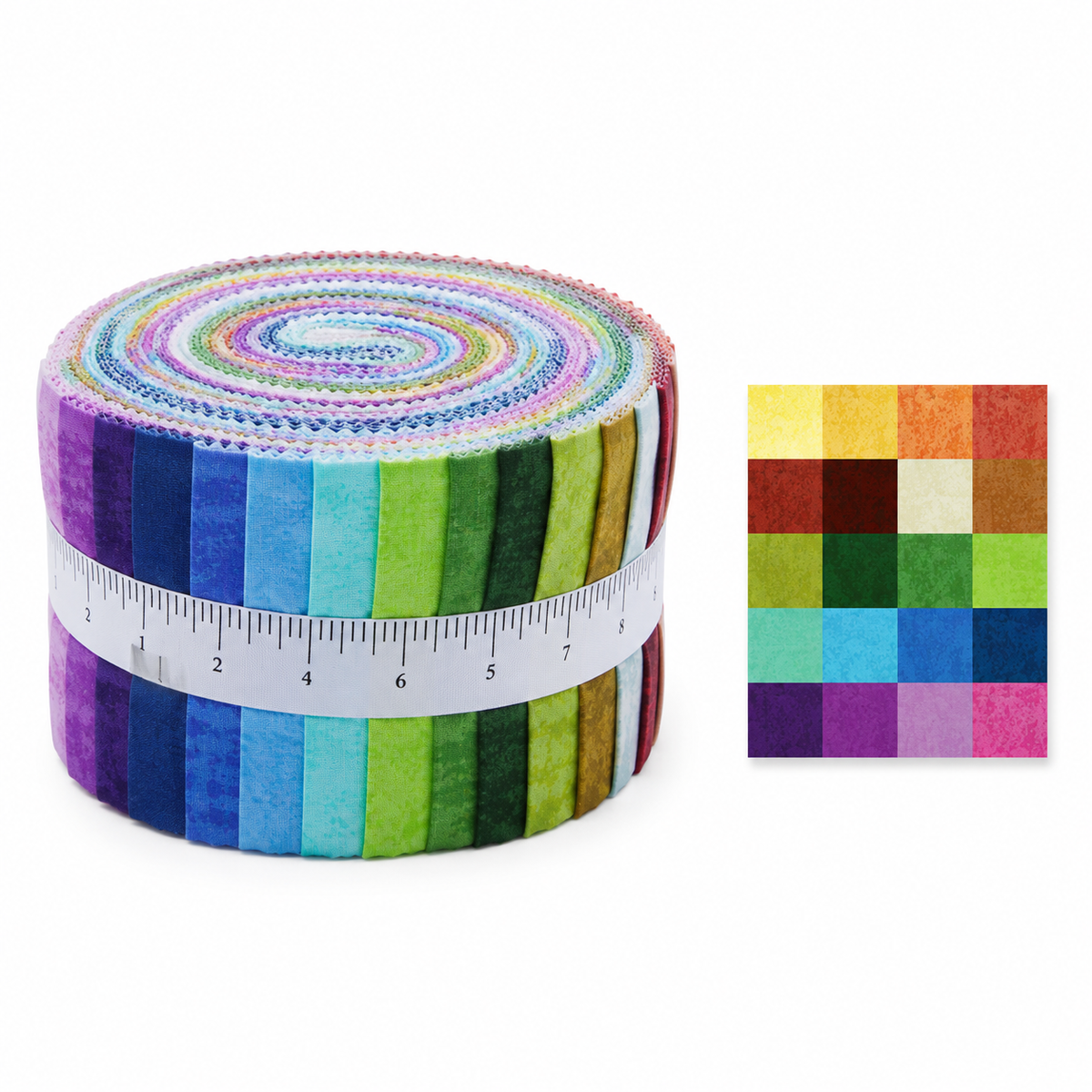 Solid Spectrum Plain Cotton Jelly Roll – 2.5″ x 44″ 20pcs Fabric Strips