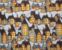 Little Johnny Digital Cotton 3D Stained Glass Homes 150cm Wide 100% Cotton Printed Fabric for Quilting, Sewing, Crafts, Dressmaking