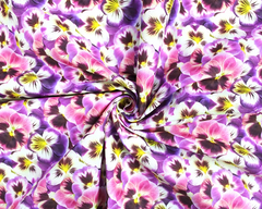 Little Johnny Pansies Purple 100% Cotton 150cm Wide Digitally Printed Fabric Ideal for Crafting, Sewing, Patchwork, Dressmaking