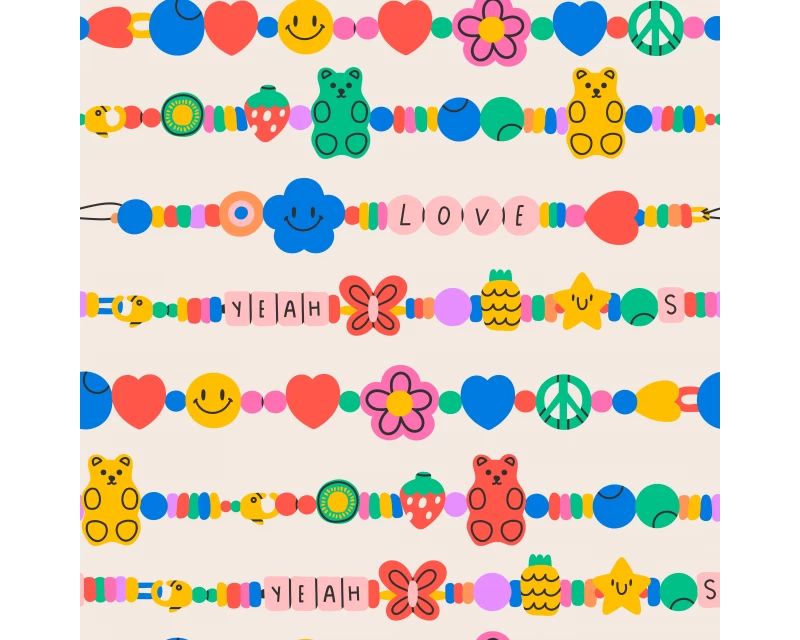 Joyful Beadwork 100% Cotton Printed Fabric