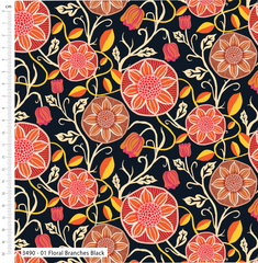 Lilycraft Fire by Savanna Rawson 100% Cotton 112cm Wide Floral Retro Prints Ideal For Crafting, Quilting, Home Décor, Kid's Craft