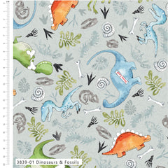 Little Dinosaur by Susan Wheeler 100% Cotton Quilting Fabric