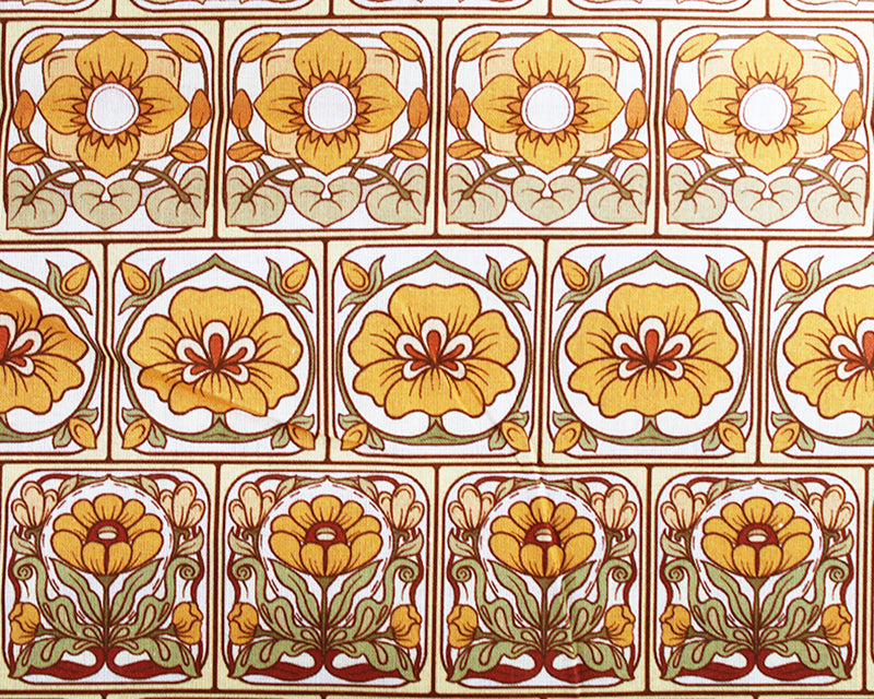 Little Johnny Retro Flowers Ceramic Cotton Fabric (4331)