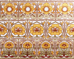 Little Johnny Retro Flowers Ceramic Cotton Fabric (4331)