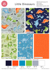 Little Dinosaur by Susan Wheeler 100% Cotton 5Pcs Fat Quarters Fabric Bundle