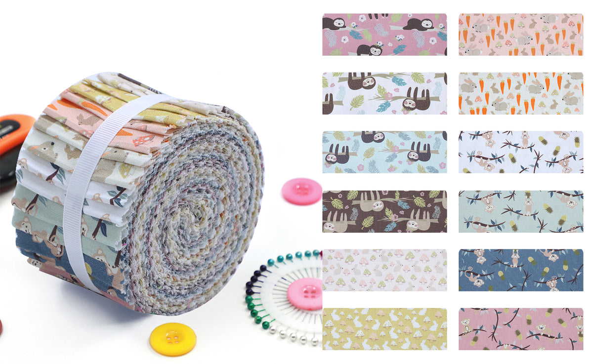 CraftsFabrics 2.5'' x 44'' 20pcs Nature Tales Jelly Rolls 100% Cotton Pre-Cut Fabric for Quilting, Scrapbooking, Arts & Crafts, Patchwork