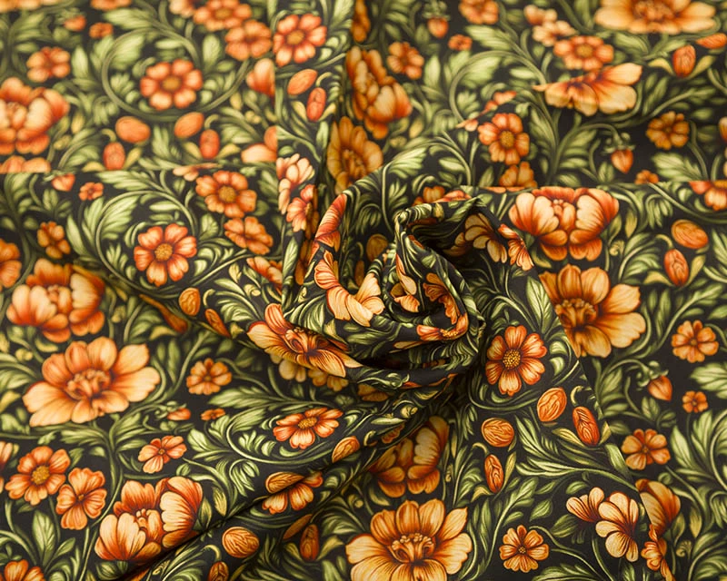 Little Johnny Mindy Floral Black Cotton Fabric - MINCOT5-01