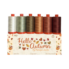 Hello Autumn by Monique Jacobs 50wt 6 Large Spools  100% Egyptian Cotton for Hand Embroidery, Quilting, Topstitching, Decorative Sewing