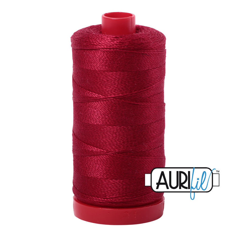 Aurifil Mako Cotton Thread Solid 12wt 100% Long Staple Mercerized Egyptian Cotton 1422yds Red Wine