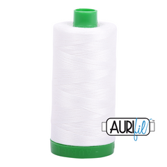 Bobines de fil à broder Aurifil en coton mako 40wt, 1 094 yards, MK40SP-2021, blanc naturel