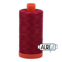 Aurifil Mako Cotton Thread Solid 50WT Cotton Single Spool 1422 yd Ideal for Machine Embroidery, Quilting and Sewing - Burgundy