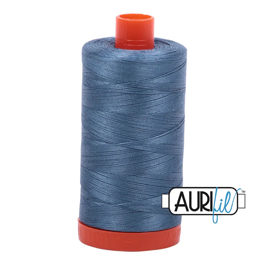 Aurifil Mako Cotton Thread Solid 50WT Cotton Single Spool 1422 yd Ideal for Machine Embroidery, Quilting and Sewing - Blue Grey