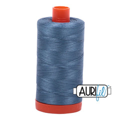 Aurifil Mako Cotton Thread Solid 50WT Cotton Single Spool 1422 yd Ideal for Machine Embroidery, Quilting and Sewing - Blue Grey