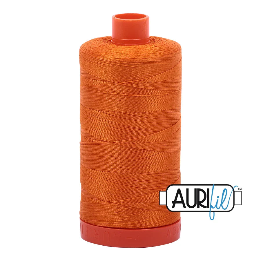 Aurifil Mako Cotton Thread Solid 50WT Cotton Single Spool 1422 yd Ideal for Machine Embroidery, Quilting and Sewing - Bright Orange