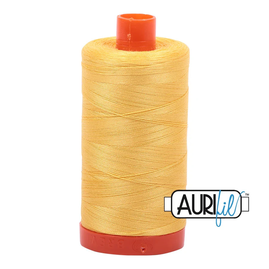 Aurifil Mako Cotton Thread Solid 50WT Cotton Single Spool 1422 yd Ideal for Machine Embroidery, Quilting and Sewing - Pale Yellow