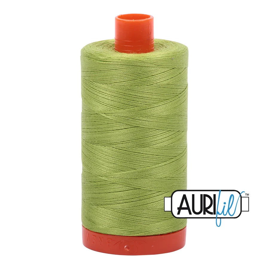 Aurifil Mako Cotton Thread Solid 50WT Cotton Single Spool 1422 yd Ideal for Machine Embroidery, Quilting and Sewing - Spring Green