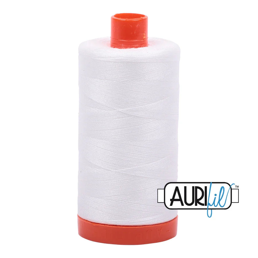 Aurifil Mako Cotton Thread Solid 50WT Cotton Single Spool 1422 yd Ideal for Machine Embroidery, Quilting and Sewing - Natural White