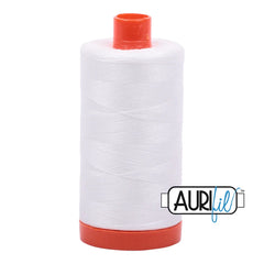 Aurifil Mako Cotton Thread Solid 50WT Cotton Single Spool 1422 yd Ideal for Machine Embroidery, Quilting and Sewing - Natural White