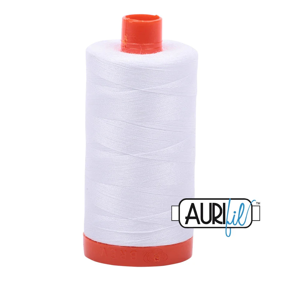 Aurifil Mako Cotton Thread Solid 50WT Cotton Single Spool 1422 yd Ideal for Machine Embroidery, Quilting and Sewing - White