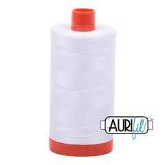 Aurifil Mako Cotton Thread Solid 50WT Cotton Single Spool 1422 yd Ideal for Machine Embroidery, Quilting and Sewing - White