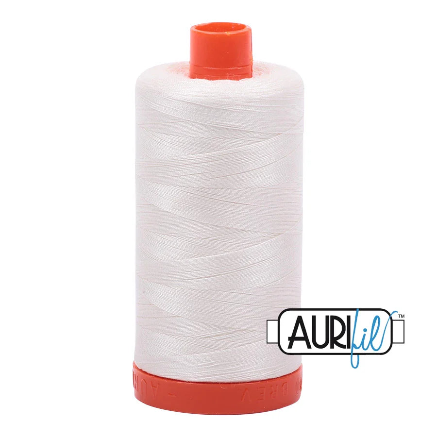 Aurifil Mako Cotton Thread Solid 50WT Cotton Single Spool 1422 yd Ideal for Machine Embroidery, Quilting and Sewing - Chalk