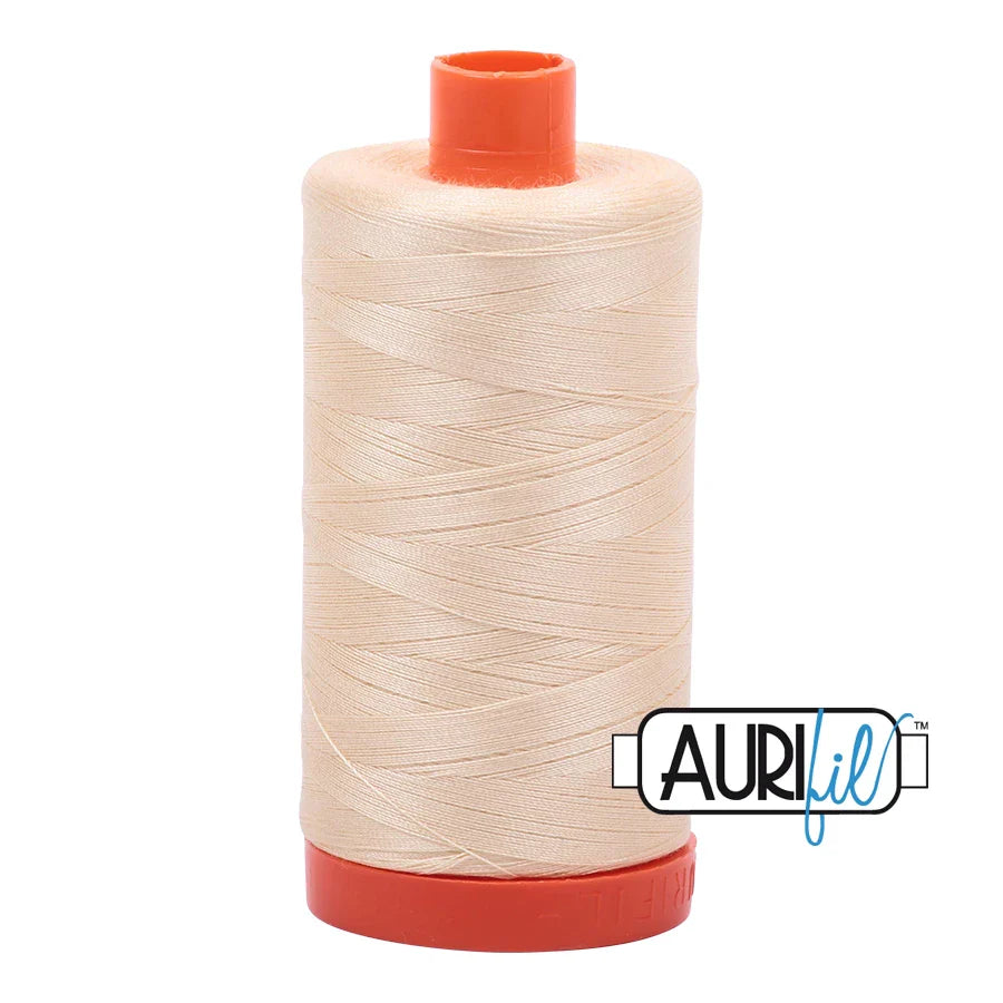 Aurifil Mako Cotton Thread Solid 50WT Cotton Single Spool 1422 yd Ideal for Machine Embroidery, Quilting and Sewing - Butter Cream