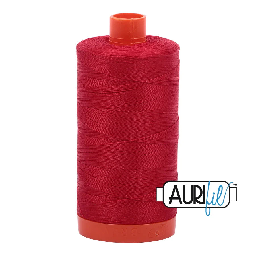 Aurifil Mako Cotton Thread Solid 50WT Cotton Single Spool 1422 yd Ideal for Machine Embroidery, Quilting and Sewing - Red