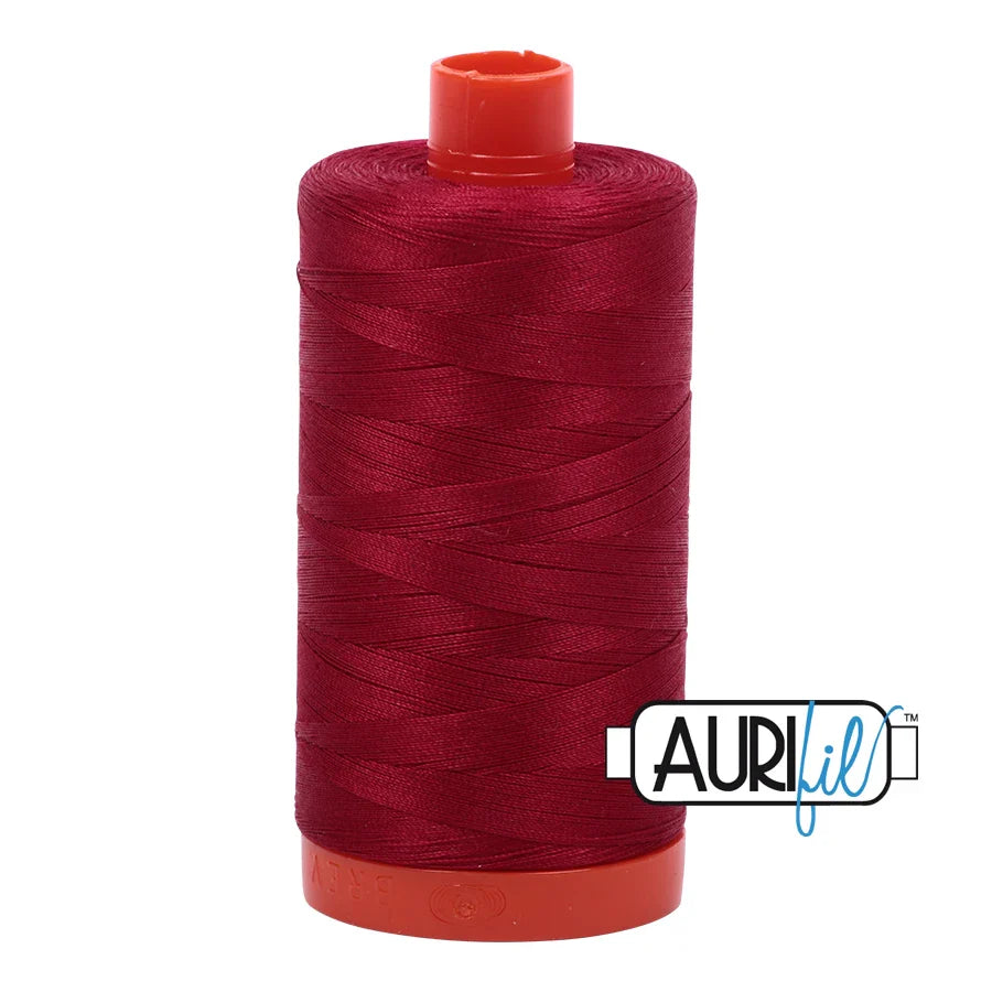 Aurifil Mako Cotton Thread Solid 50WT Cotton Single Spool 1422 yd Ideal for Machine Embroidery, Quilting and Sewing - Red Wine