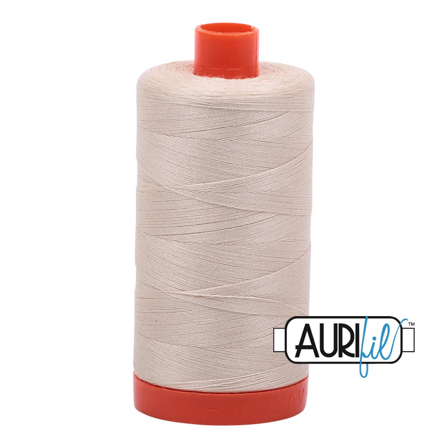 Aurifil Mako Cotton Thread Solid 50WT Cotton Single Spool 1422 yd Ideal for Machine Embroidery, Quilting and Sewing - Light Beige