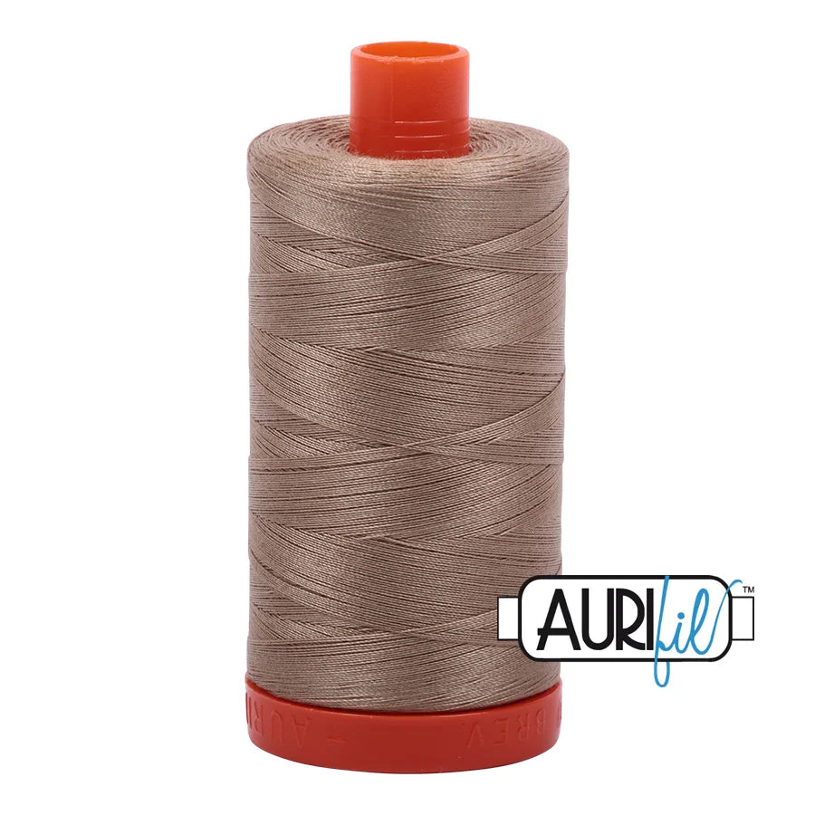 Aurifil Mako Cotton Thread Solid 50WT Cotton Single Spool 1422 yd Ideal for Machine Embroidery, Quilting and Sewing - Linen