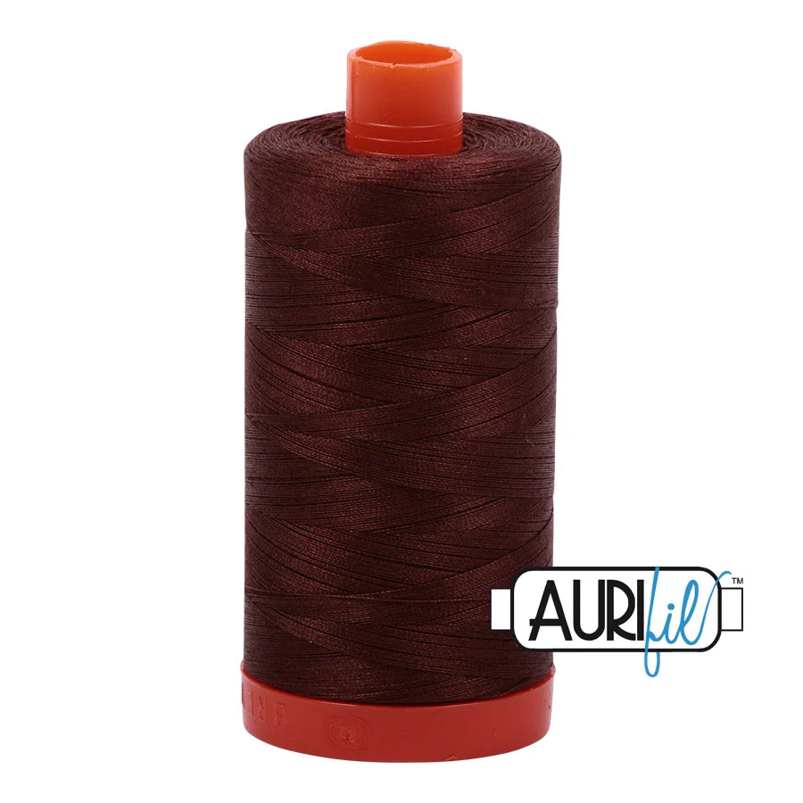 Aurifil Mako Cotton Thread Solid 50WT Cotton Single Spool 1422 yd Ideal for Machine Embroidery, Quilting and Sewing - Chocolate