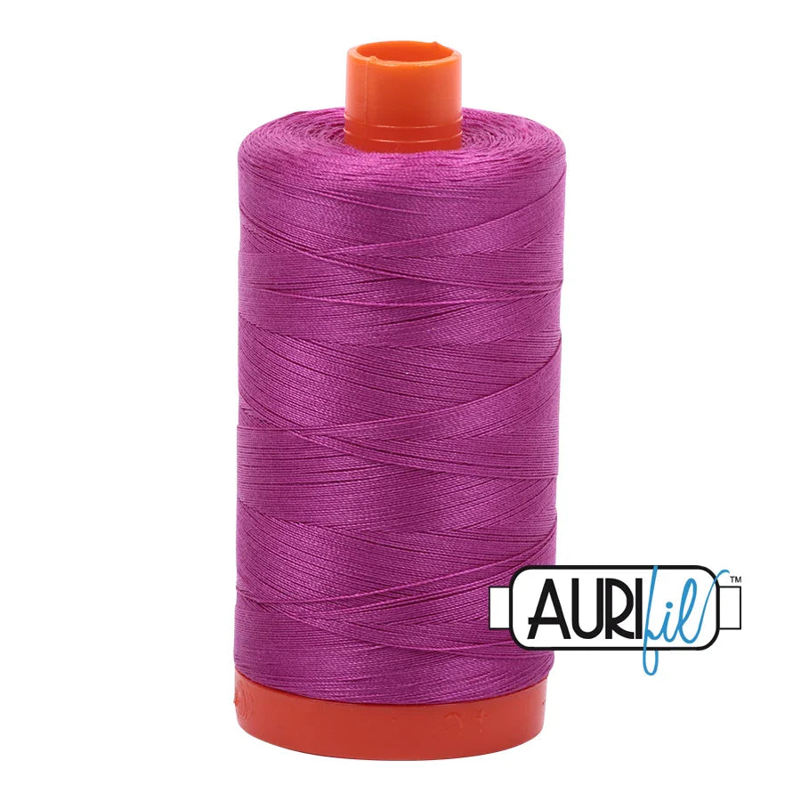 Aurifil Mako Cotton Thread Solid 50WT Cotton Single Spool 1422 yd Ideal for Machine Embroidery, Quilting and Sewing - Magenta Purple