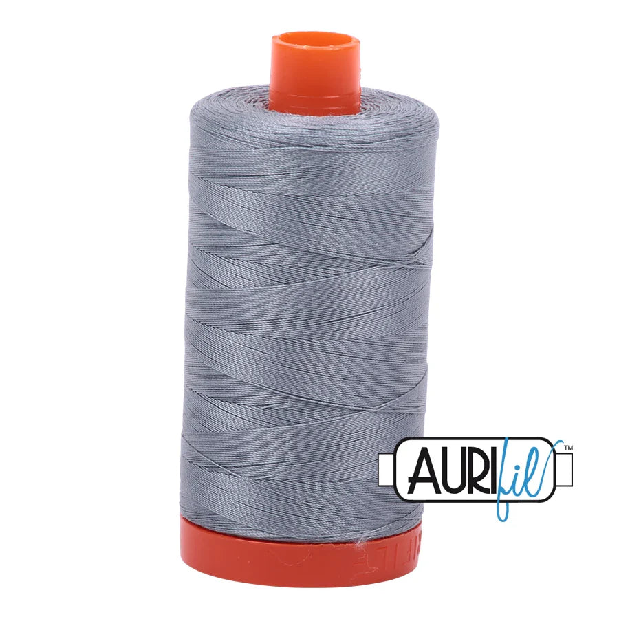 Aurifil Mako Cotton Thread Solid 50WT Cotton Single Spool 1422 yd Ideal for Machine Embroidery, Quilting and Sewing - Light Blue Grey